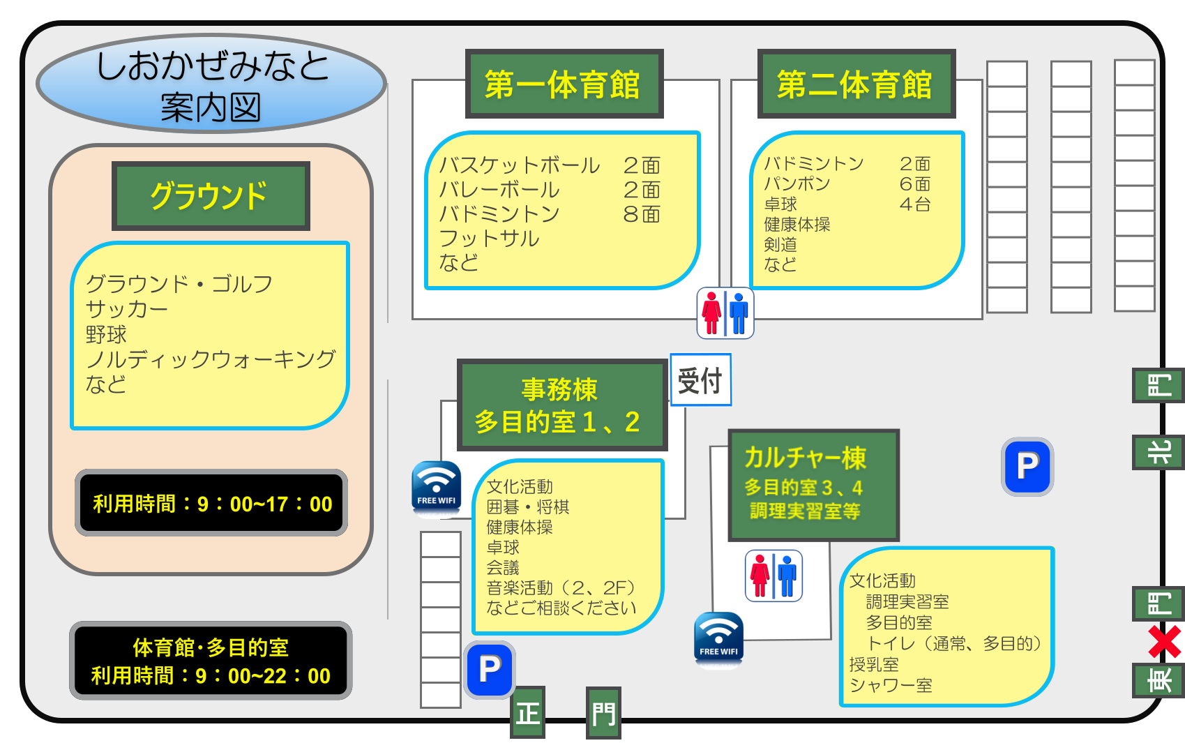 しおかぜみなと施設案内図